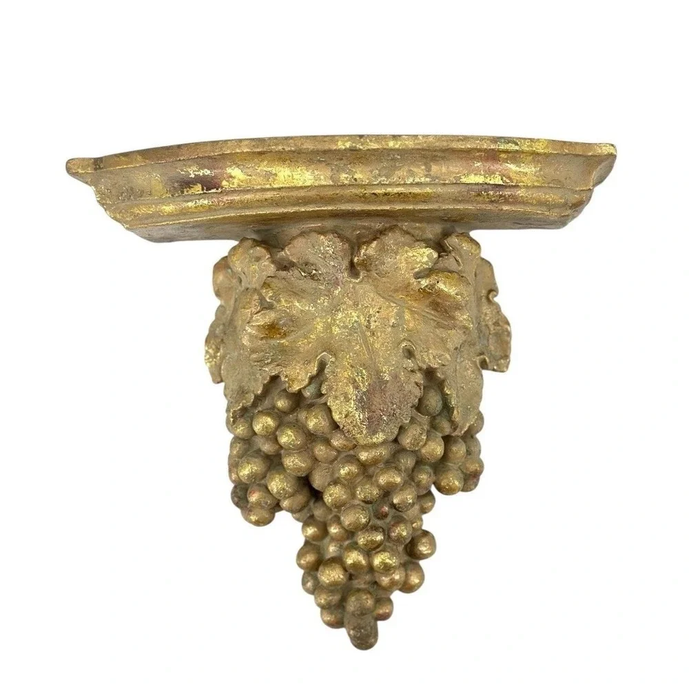 Vintage Sconce Gold Gilt Grape Corbel Shelf Tuscan Regency 11